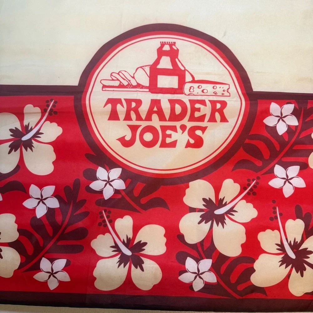 Trader Joe’s insulated tropical floral red cream reusable bag